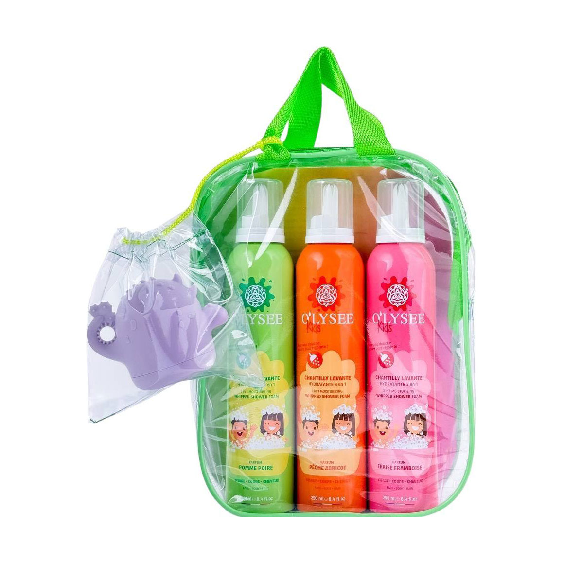 Дитячий набір для купання O'LYSEE Kids (пінка 3 в 1, 3*250 мл + іграшка, 1 шт)